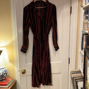 Button up navy and red stripped dress